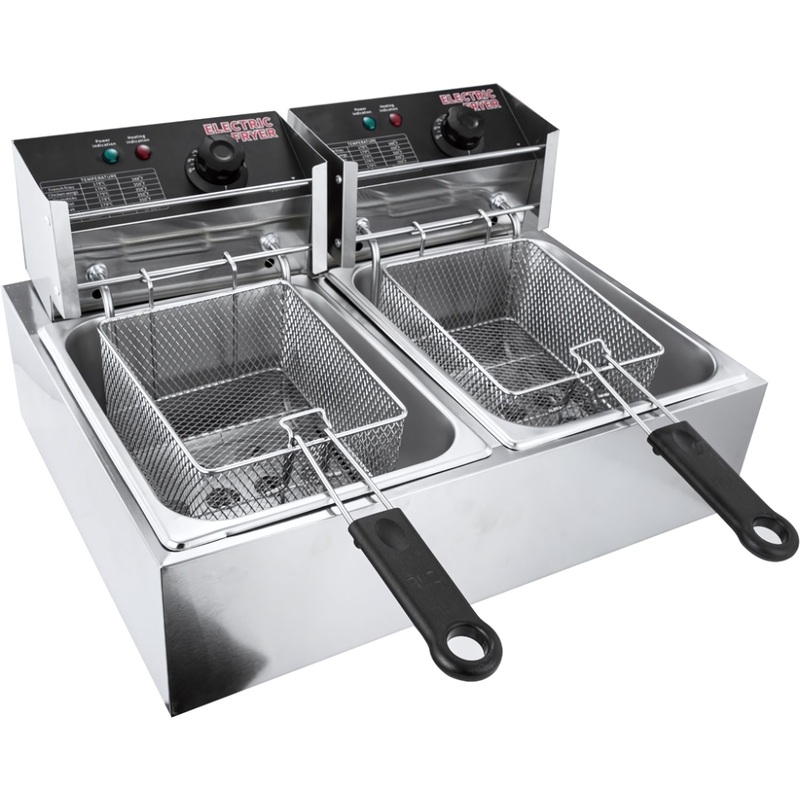 Изображение товара Электрическая фритюрница Viatto VA-DF66E 6л 2 корзины для кафе и фаст-фуда