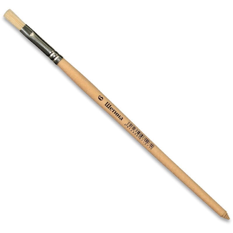 Изображение товара Кисть №1 School плоская щетина №6 для акварели гуаши и туши