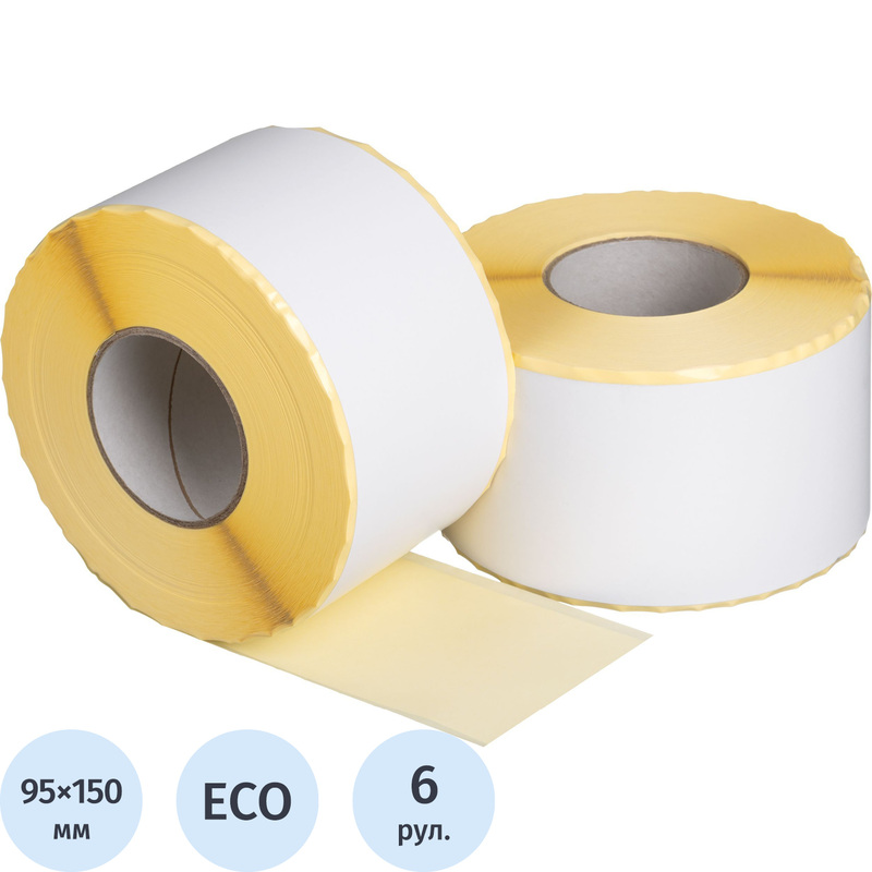 Изображение товара Термоэтикетки 95 мм x 150 м ЭКО 76 мм диаметр втулки (6 рулонов)
