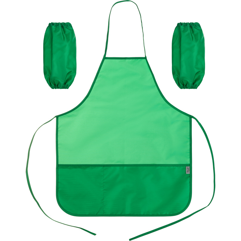 Изображение товара Фартук для труда Комус Класс зеленый с нарукавниками