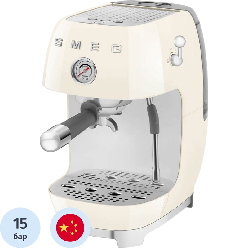 Изображение товара Кофемашина (рожковая) с капучинатором Smeg ECF03CREU бежевая