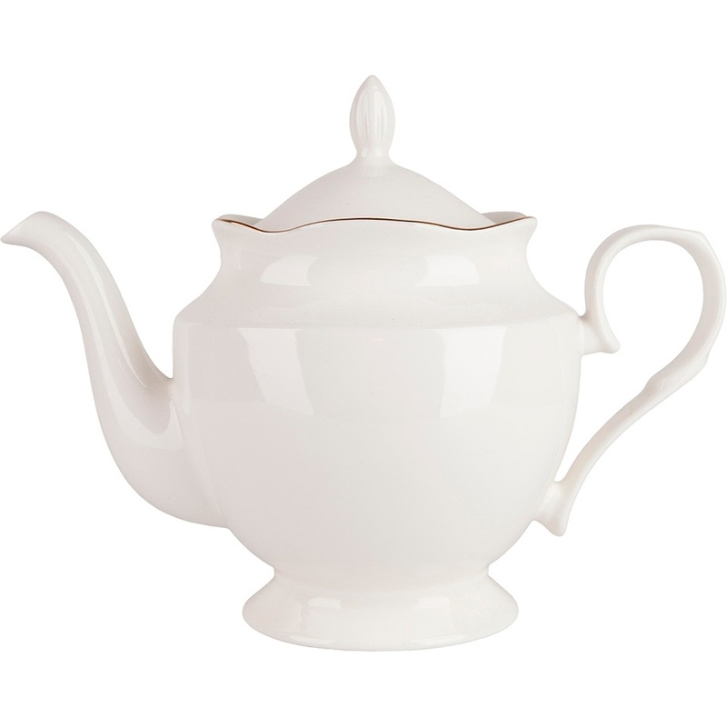 Изображение товара Фарфоровый чайник Nouvelle Home Belle 1300 мл золотистый белый для заваривания