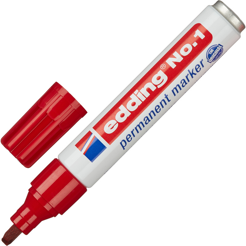 Изображение товара Перманентный маркер Edding E-1/2 красный скошенный наконечник 1-5 мм