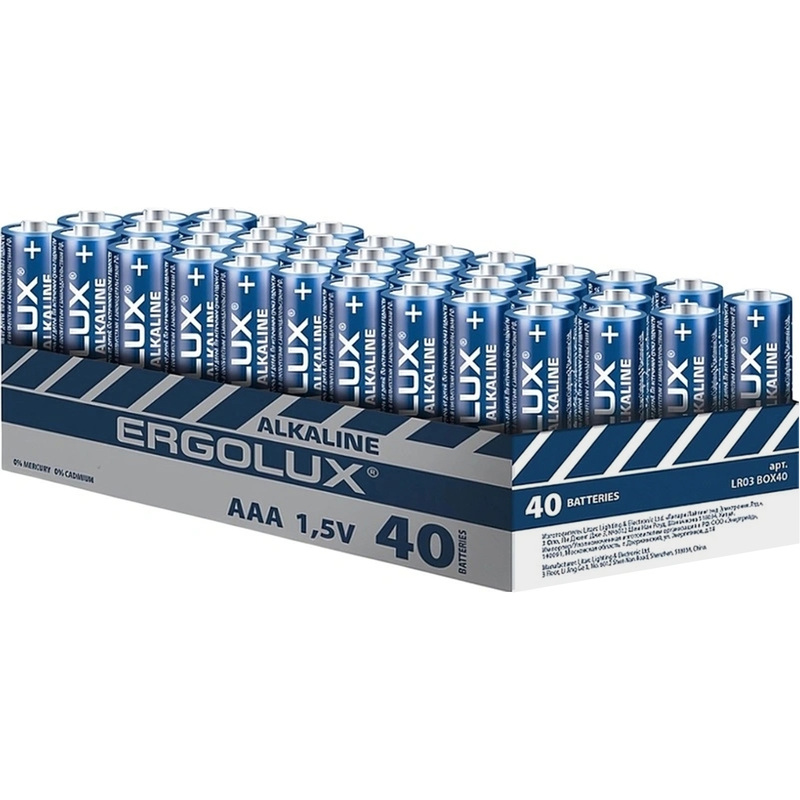 Изображение товара Батарейки AAA Ergolux мизинчиковые 40 штук в упаковке опт и розница