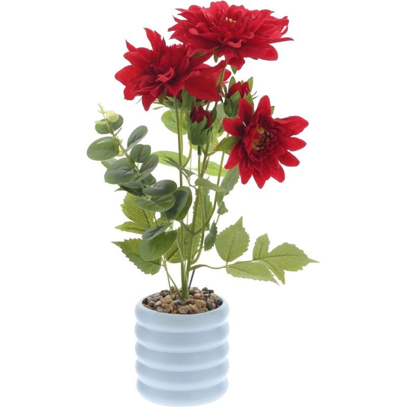 Изображение товара Искусственная цветочная композиция Георгин 41 см с горшком из фарфора