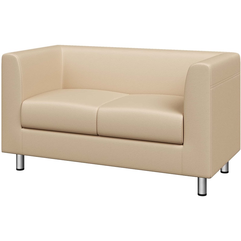 Изображение товара Двухместный диван Домино в бежевом цвете из экокожи для гостиной и офиса