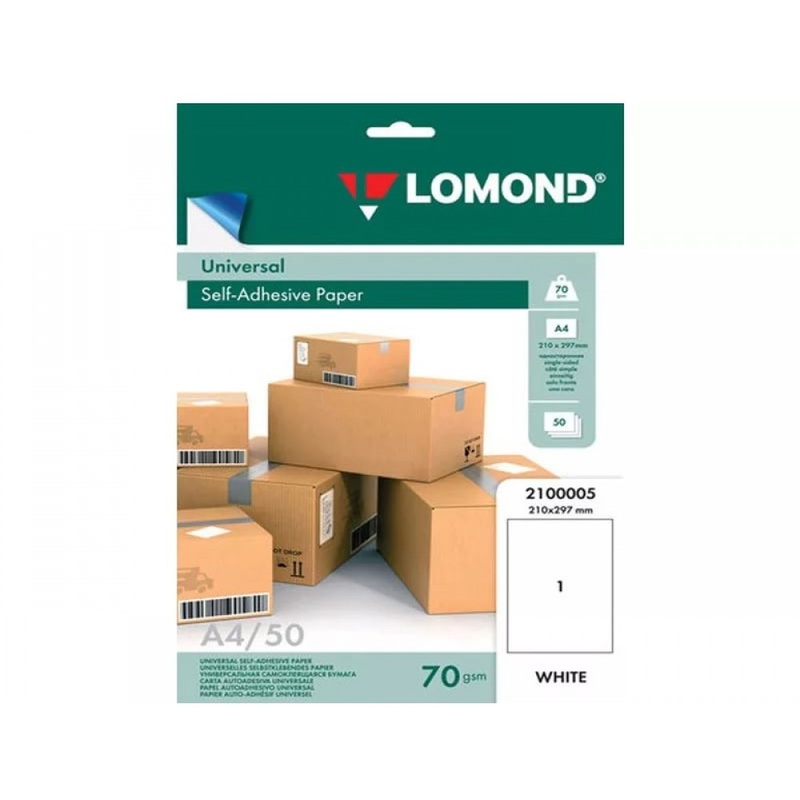 Изображение товара Самоклеящиеся этикетки Univ Lomond А4 210x297 мм белые 50 листов