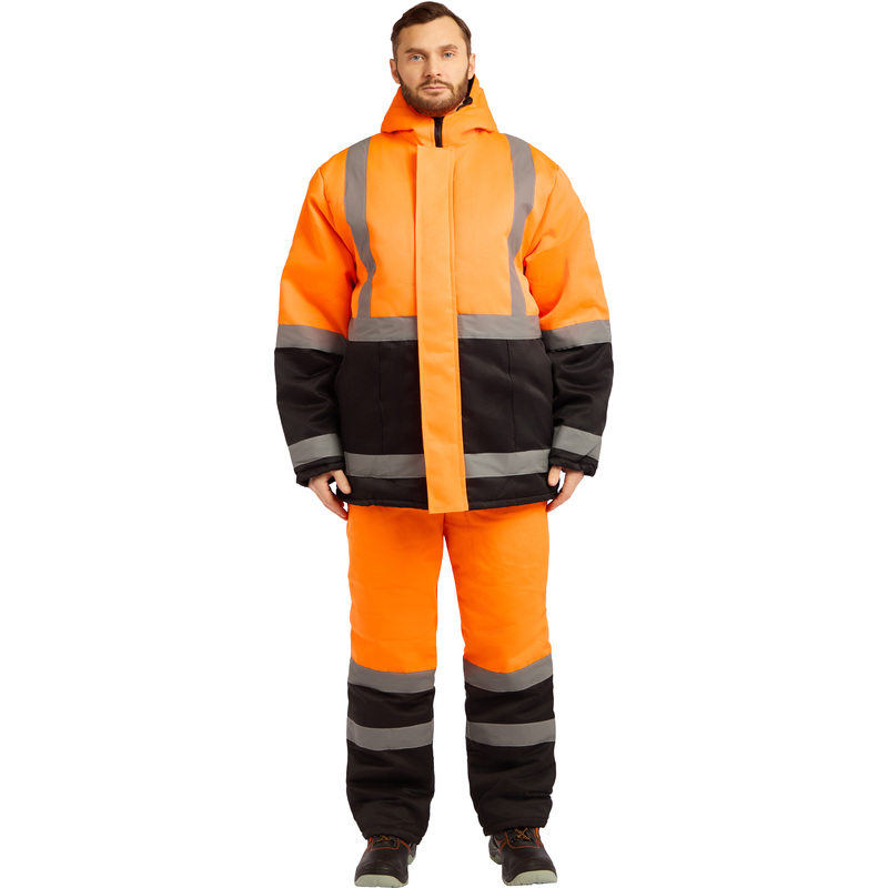 Изображение товара Костюм дорожный зимний с полукомбинезоном зд01-КПК оранжевый/черный размер 48-50