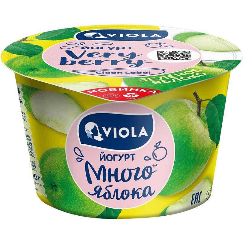 Изображение товара Йогурт Viola Very Berry яблоко 2.6% 180 г натуральный фруктовый