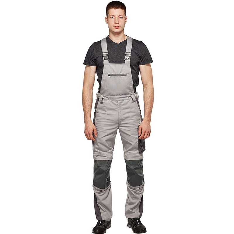 Изображение товара Мужской рабочий полукомбинезон л33-ПК серый с усиленными коленями