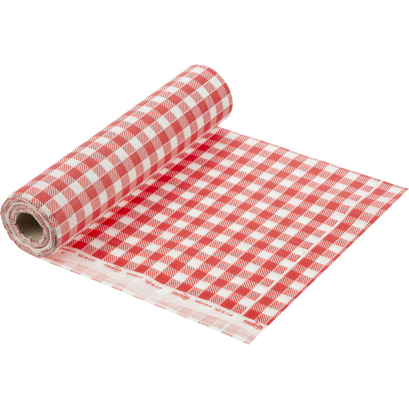 Изображение товара Одноразовая скатерть Luscan бумага и ПЭТ 120x200 см белый красный