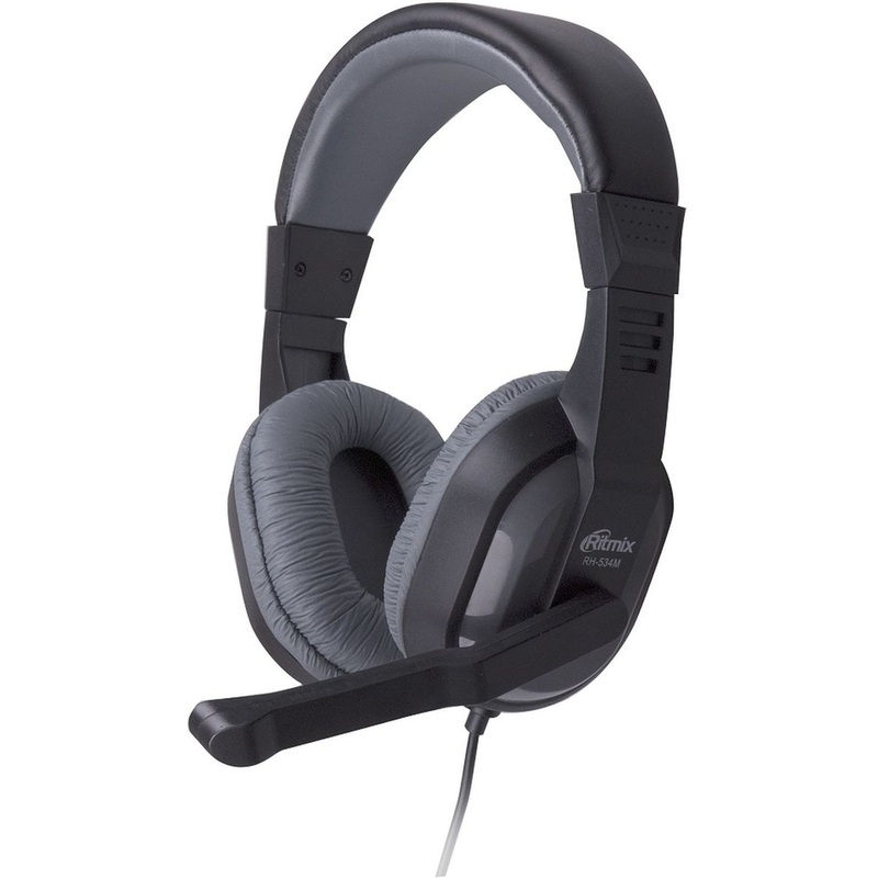 Изображение товара Гарнитура проводная Ritmix RH-534M полноразмерные стерео с микрофоном и регулятором
