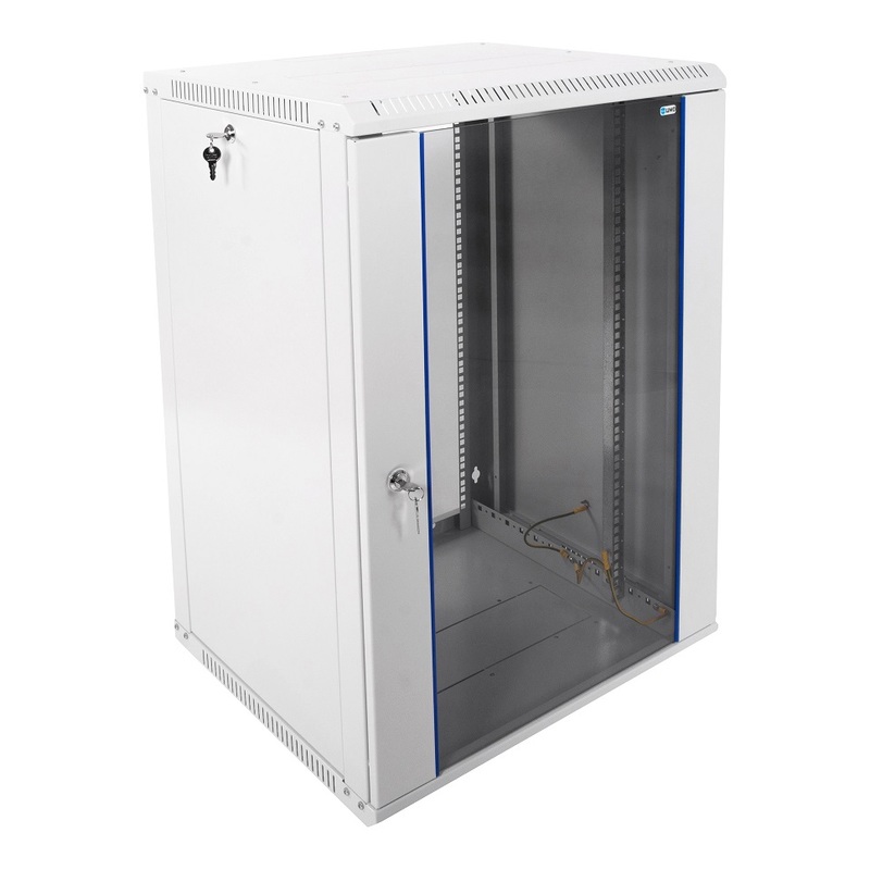 Изображение товара Шкаф телекоммуникационный настенный ЦМО 18U с замком и стеклянной дверью
