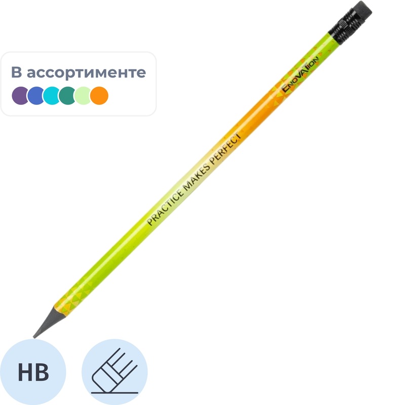 Изображение товара Карандаш чернографитный HB с ластиком Deli Enovation заточенный трехгранный