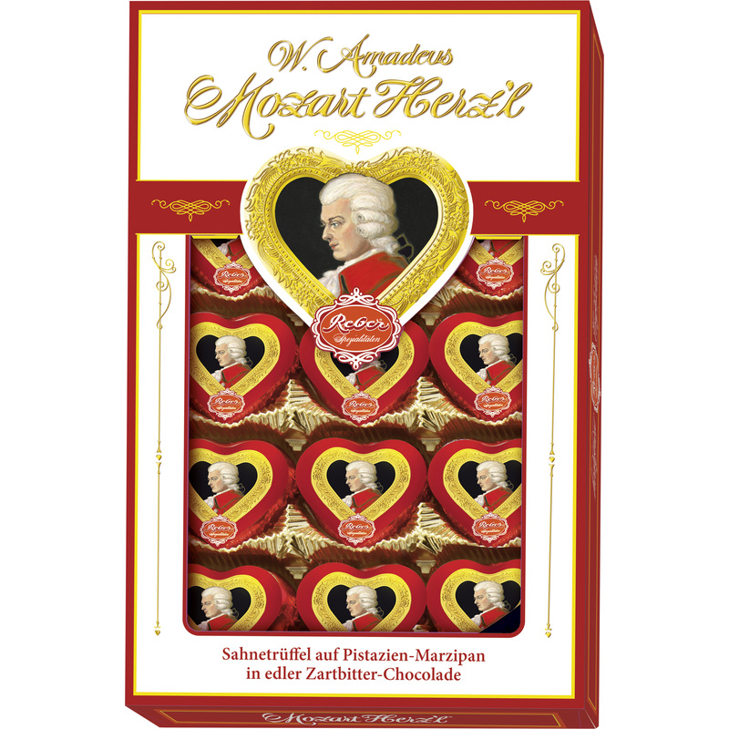Изображение товара Конфеты шоколадные Reber Mozart Herz'l с трюфелем и марципаном 150 г