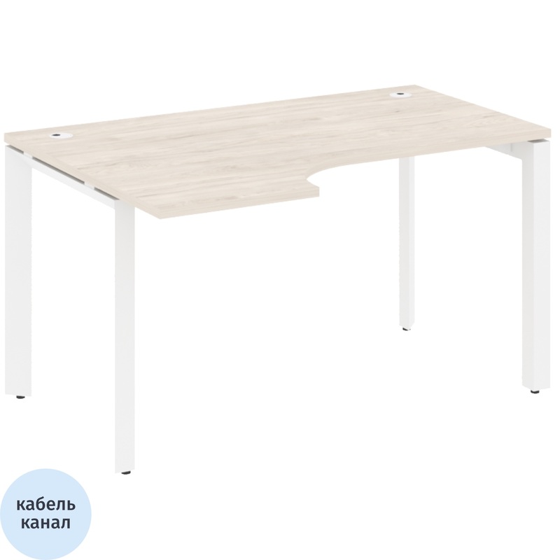 Изображение товара Эргономичный стол ONIX-П O.MP-SA-2L левый денвер светлый/белый