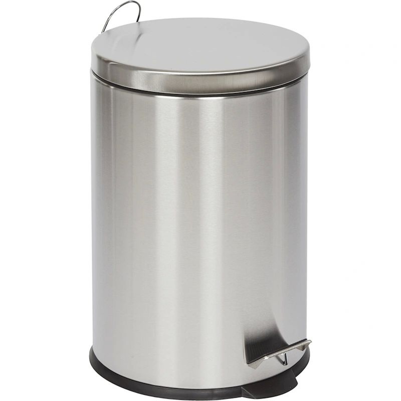 Изображение товара Уценка. Ведро мусорное Luscan 20 л нержавеющая сталь с педалью с крышкой серебристое (43.8x29x29 см)