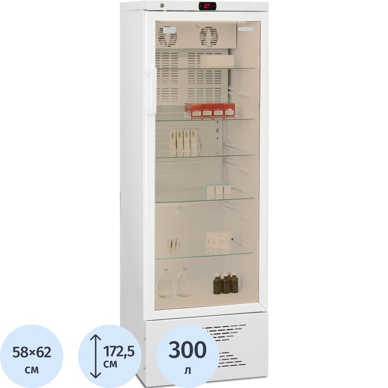 Изображение товара Холодильник фармацевтический Бирюса 350S-G (6G) с стеклянной дверью 300 л