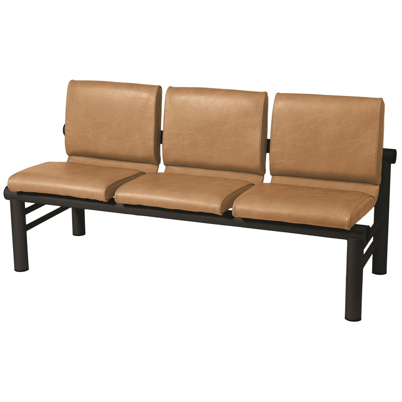 Изображение товара Многоместная секция Карнак бежевая/черная (3 места, искусственная кожа, металл)