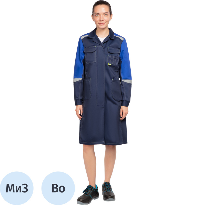 Изображение товара Халат рабочий Грегаль (л23) женский синий/васильковый (размер 120-124 (60-62), рост 170-176)
