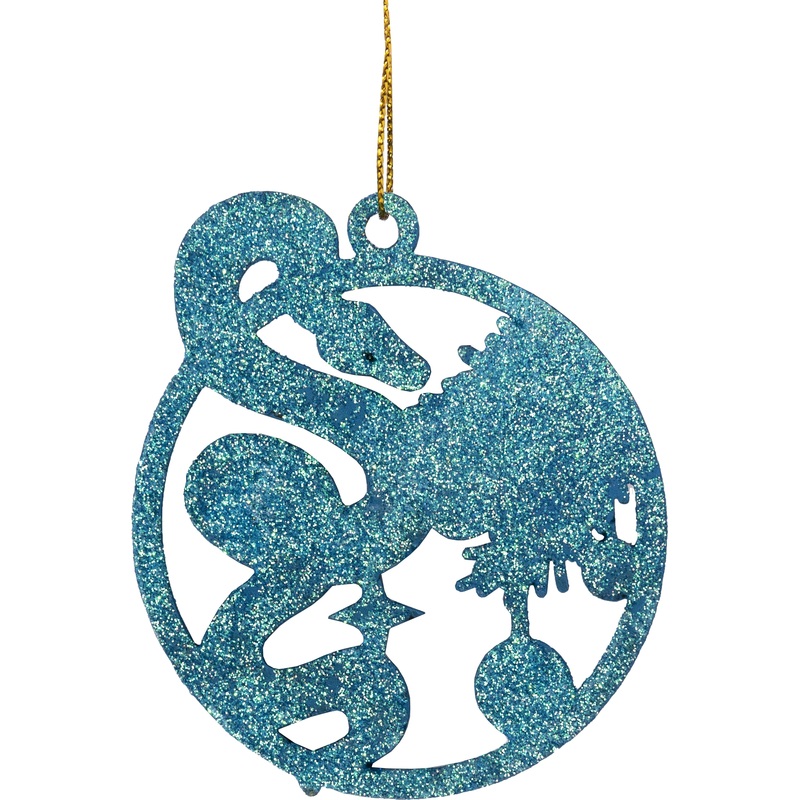 Изображение товара Ёлочная игрушка Время Чудес Змея в шаре дерево синяя (высота 8.5 см)