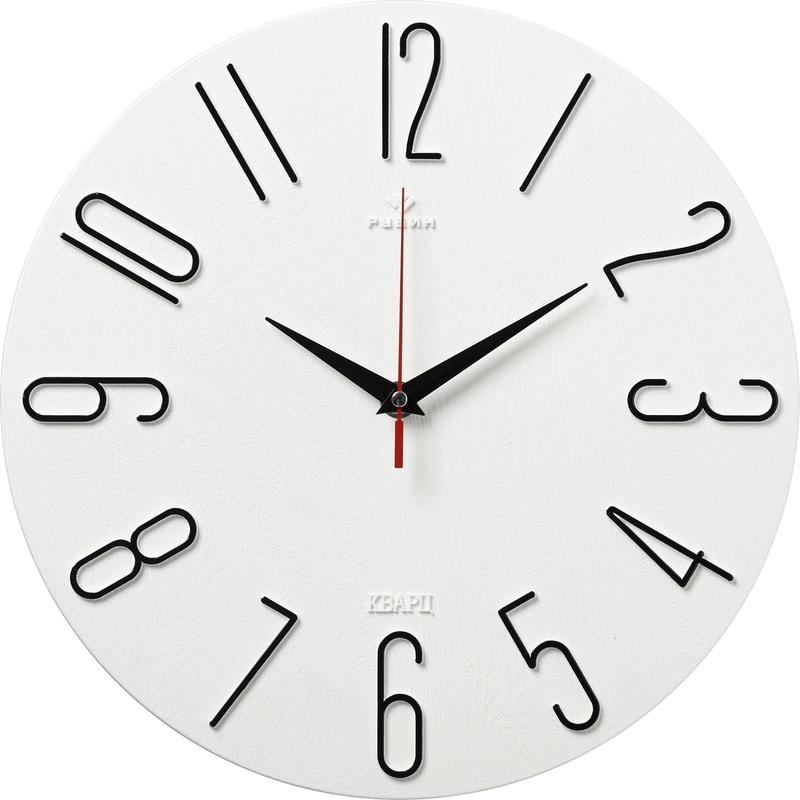Изображение товара Настенные часы Рубин 3010-001 круглые кварцевые с секундной стрелкой белые