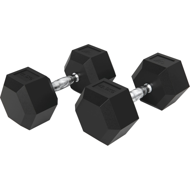 Изображение товара Двухштучный набор гантелей DFC DB001-42.5 гексагональные по 42.5 кг для тренировок