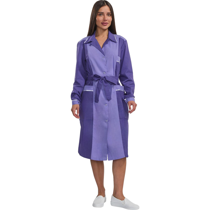 Изображение товара Женский халат для горничных и уборщиц У09-ХЛ фиолетовый светло-сиреневый