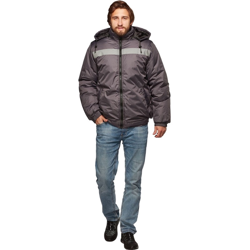 Изображение товара Зимняя рабочая куртка-бомбер мужская из дюспо с утеплителем синтепон