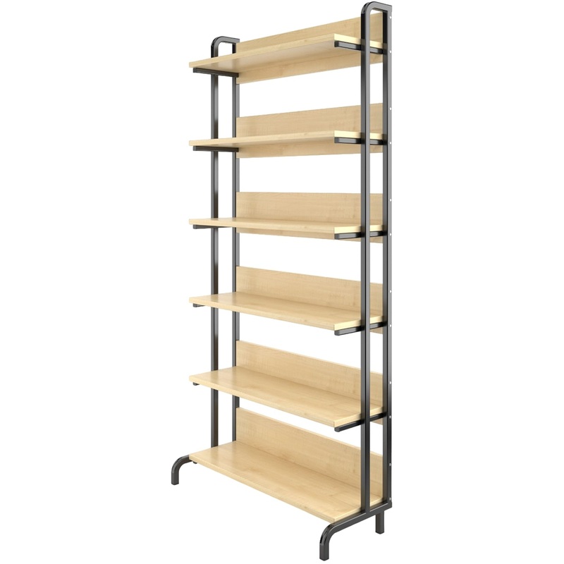 Изображение товара Стеллаж библиотечный односторонний - клен/черный, 900х345х1890 мм