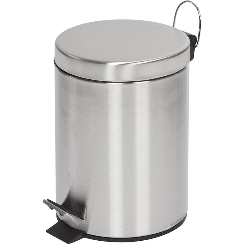 Изображение товара Уценка. Ведро мусорное Luscan 5 л нержавеющая сталь с педалью с крышкой серебристое (27.5x20.1x20.1 см)