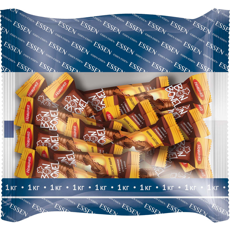 Изображение товара Конфеты Essen Bon Bonel мини с карамелью, печеньем и какао, 1 кг