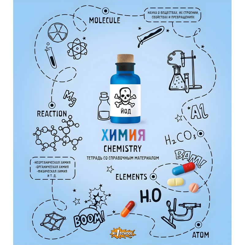 Изображение товара Тетрадь по химии 48 листов А5 Комус Класс Ребус с рисунком глянцевый лак