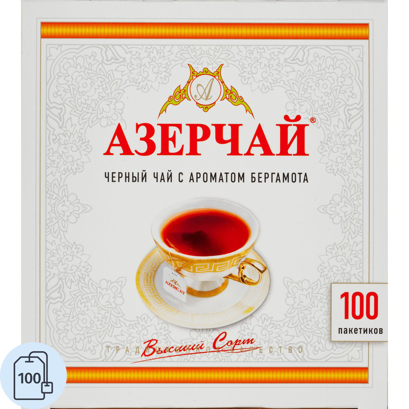Изображение товара Чай черный Азерчай Букет с бергамотом, 100 пакетиков