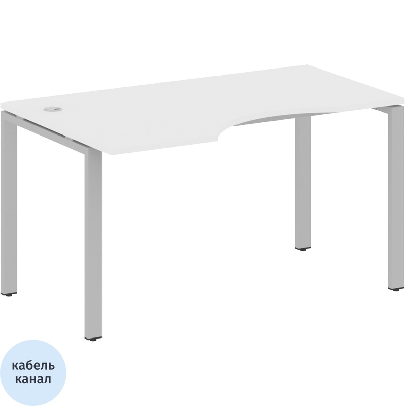 Изображение товара Эргономичный левый письменный стол Metal System Style БП.СА-2 Л белый/серый 1400х900х750 мм