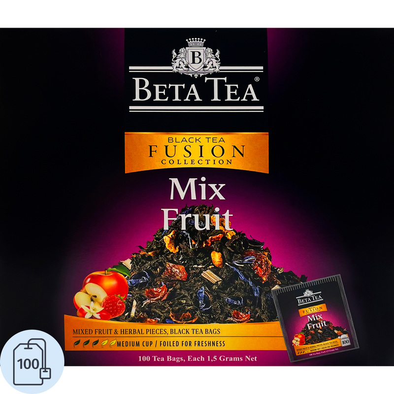 Изображение товара Чёрный чай Beta Tea Fusion Mix Fruit 100 пакетиков - натуральный фруктовый вкус