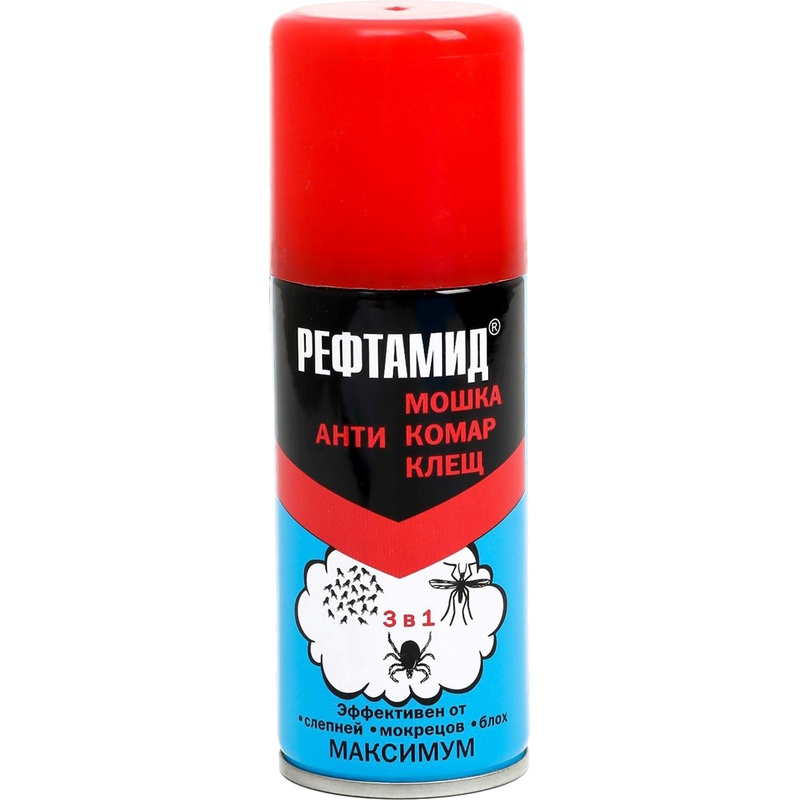 Изображение товара Средство от насекомых Рефтамид Максимум 3 в 1 аэрозоль 100 мл