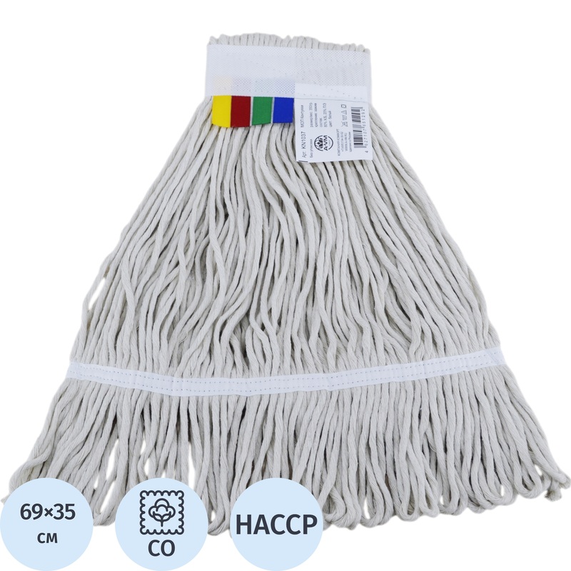 Изображение товара Насадка МОП для верёвочной швабры A-VM Кентукки хлопок 69x35 см белый Изображение товара Насадка МОП для верёвочной швабры A-VM Кентукки хлопок 69x35 см белый