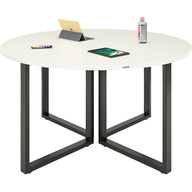 Изображение товара Стол для переговоров Zamm Зета 11672 круглый белый премиум/чёрный 1200х1200х745 мм