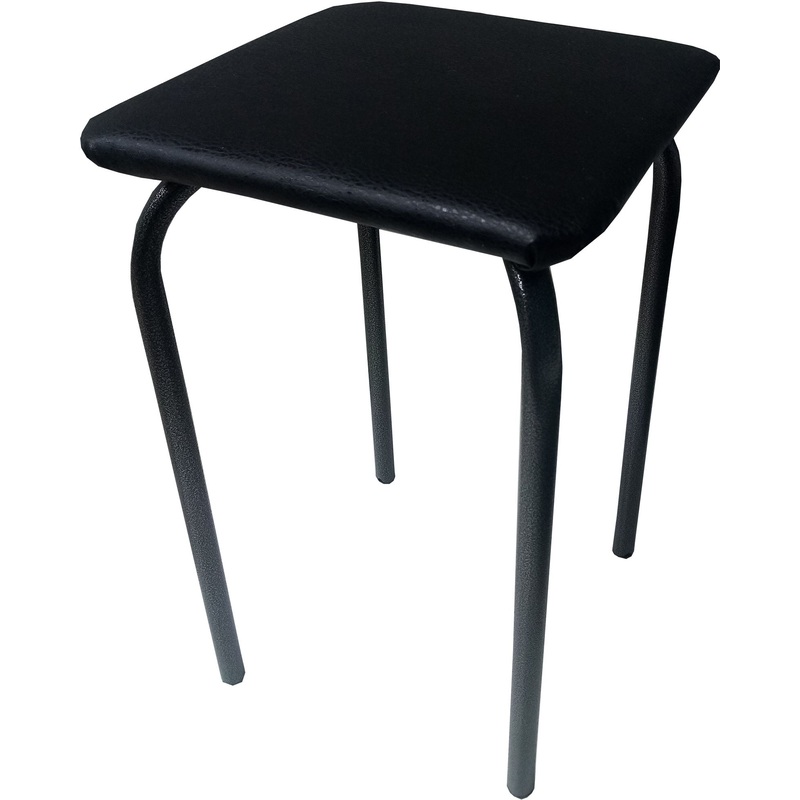 Изображение товара Табурет квадратный Strong черный - искусственная кожа, металл