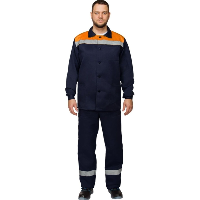 Изображение товара Костюм рабочий летний мужской л16-КБР с СОП синий/оранжевый