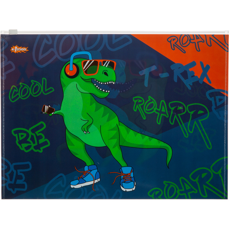 Изображение товара Папка-конверт на zip-молнии №1 School Динозавр B5 200 мкм