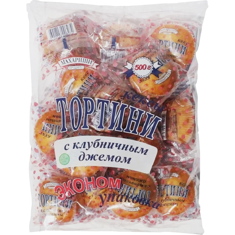 Изображение товара Кекс Махариши Тортини с клубничным джемом 500 г - вкусное домашнее лакомство