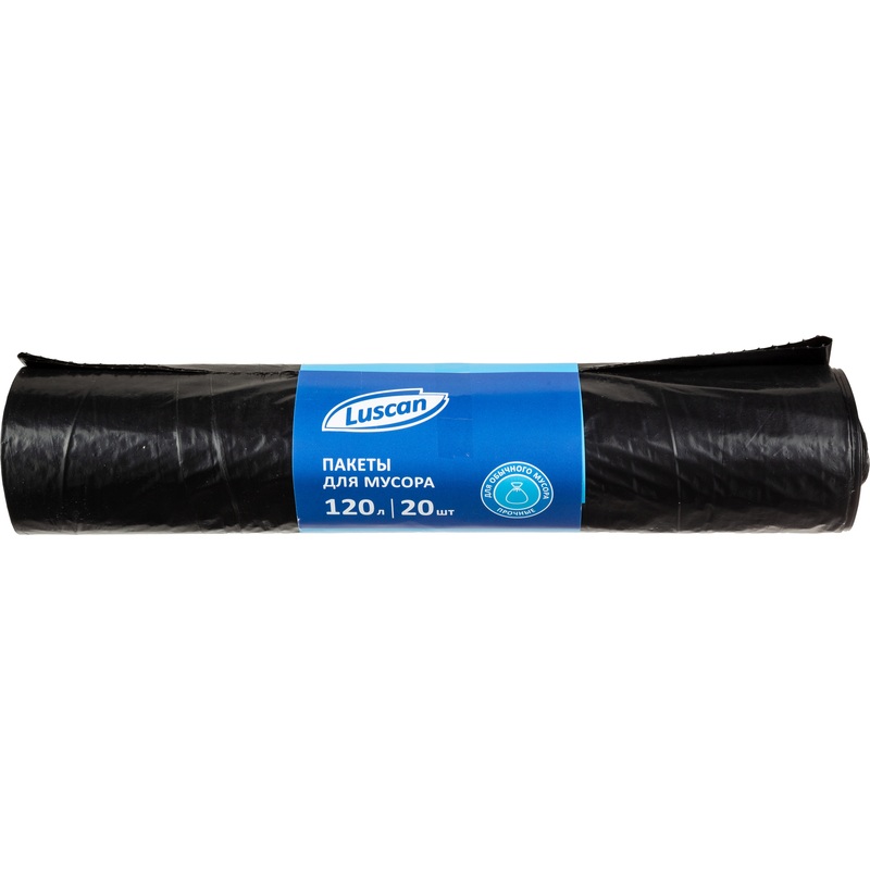 Изображение товара Мешки для мусора Luscan 120л черные ПВД 45 мкм надежные упаковочные мешки