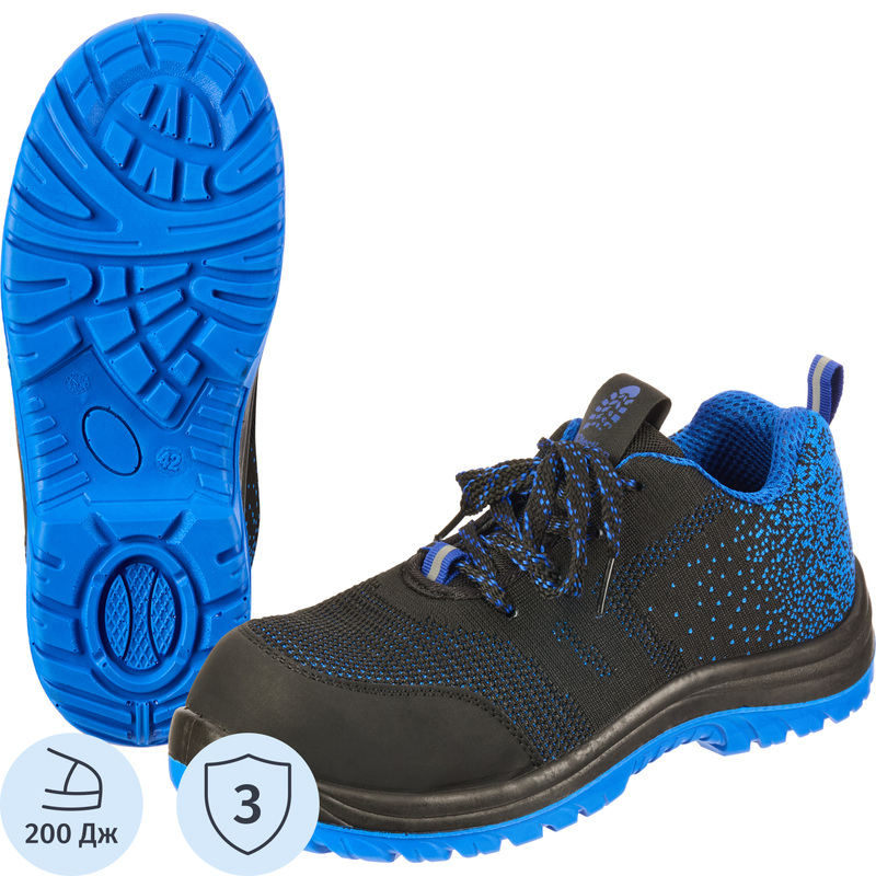 Изображение товара Кроссовки рабочие Baltsafety 4230К ПУ-ПУ текстиль черные/синие размер 46