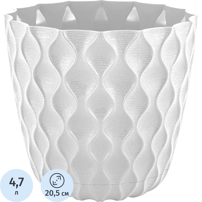 Изображение товара Горшок для цветов InGreen Wave 4.7 л белоснежный жасмин с поддоном