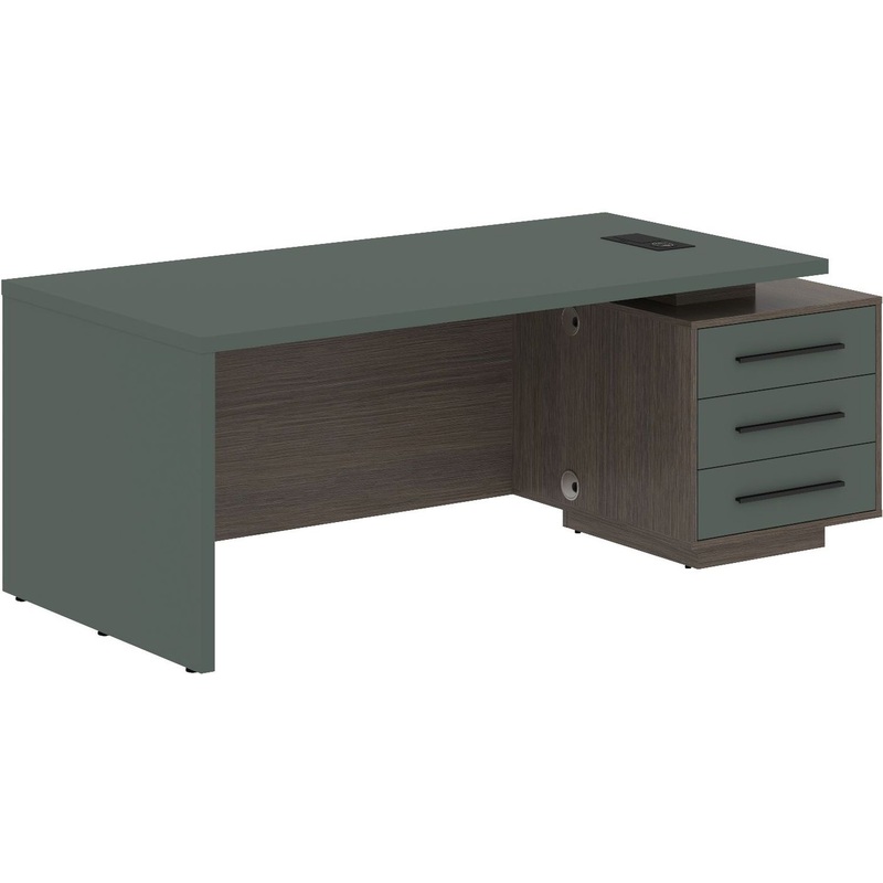 Изображение товара Стол руководителя с тумбой правый (нефрит/дуб сильвер, 2000х900х750 мм)