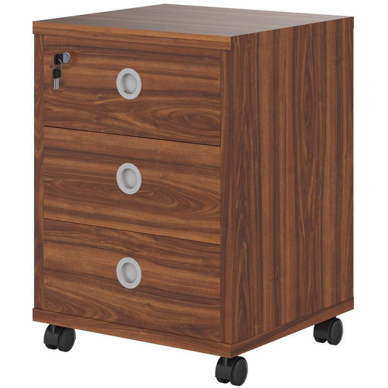 Изображение товара Тумба подкатная Born с центральным замком орех даллас 480х455х650 мм 3 ящика