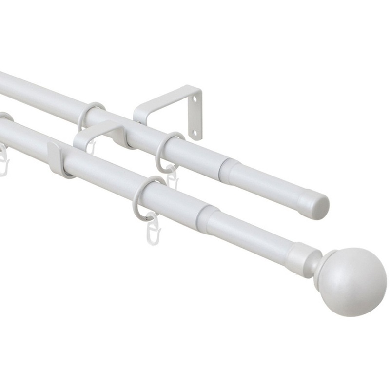 Изображение товара Двухрядный телескопический карниз классика жемчуг 160-320 см