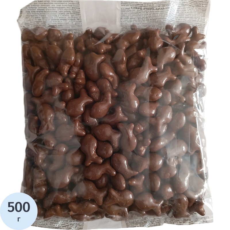 Изображение товара Крекер в глазури Яшкино Рыбка 500 г шоколадное печенье в форме рыбки